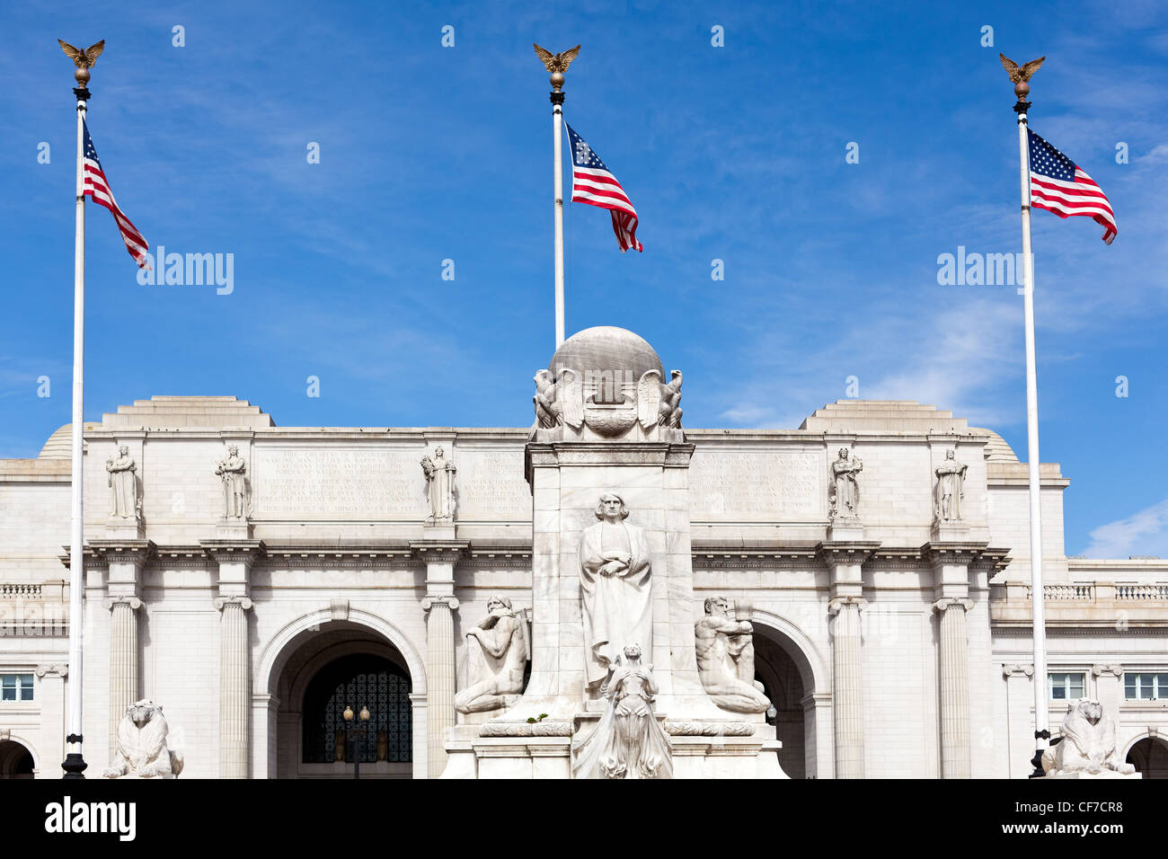 Columbus statue sculptée par Lorado Taft en 1911 en face de la gare Union, Washington DC. Il est mort en 1936 Banque D'Images