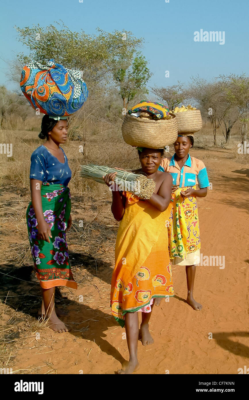 Les femmes Sakalava porter des objets sur sa tête à Bekopaka, ouest de  Madagascar Photo Stock - Alamy