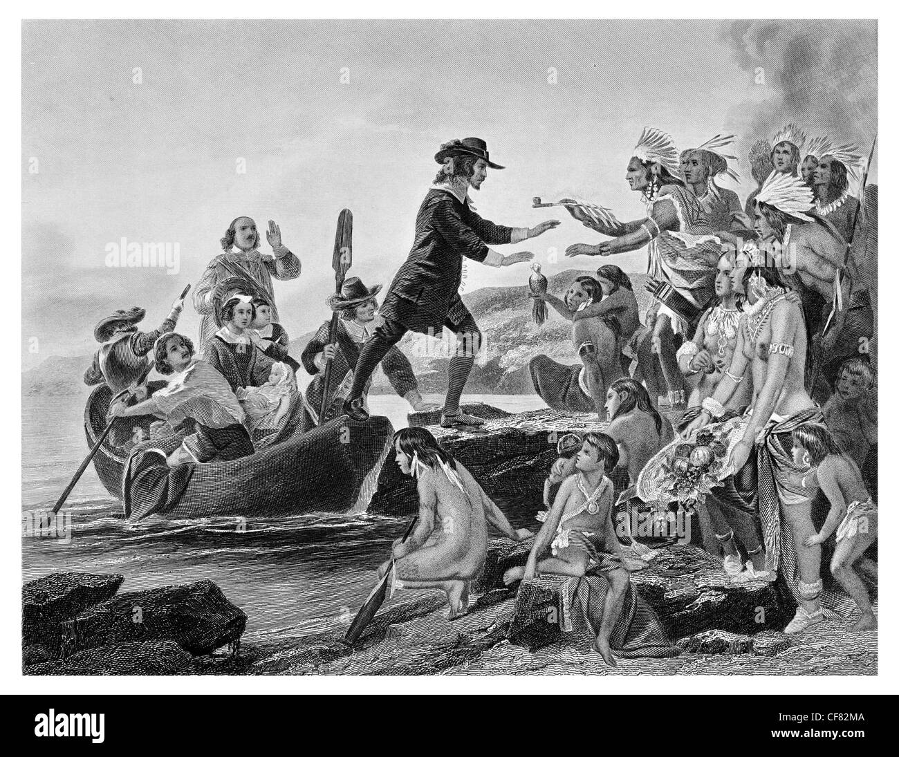1636 Débarquement de Roger Williams, théologien protestant 1603 1683 Banque D'Images