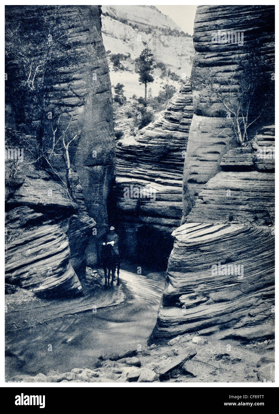 1926 Petite Prairie Gulch Zion National Park Utah Sand Stone Rock Canyon fente Banque D'Images