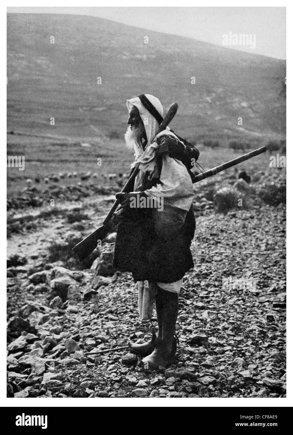 1926 Shepherd arabes de Palestine Banque D'Images