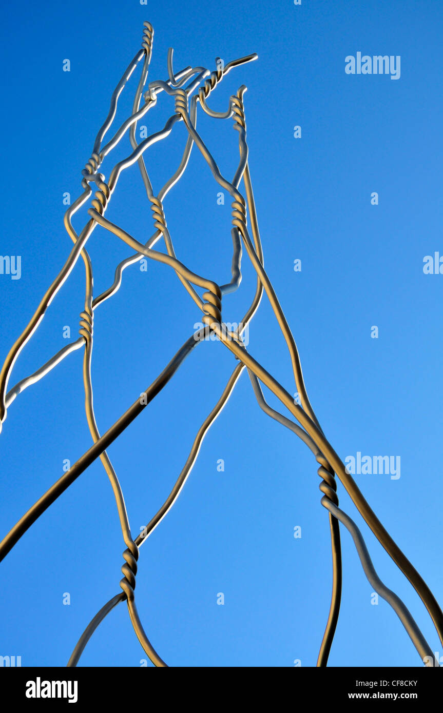 Barcelone, Espagne. Als Monument Castellers ( monument aux castellers ou tours humaines) en place de Sant Miquel Banque D'Images