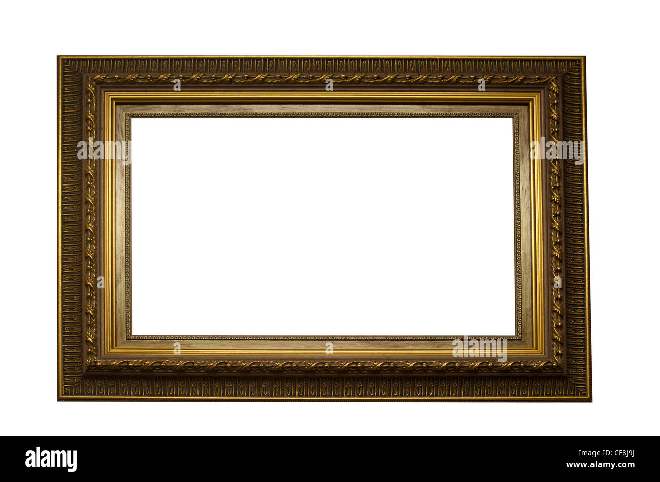 Photo gold frame avec un motif décoratif sur fond blanc Banque D'Images