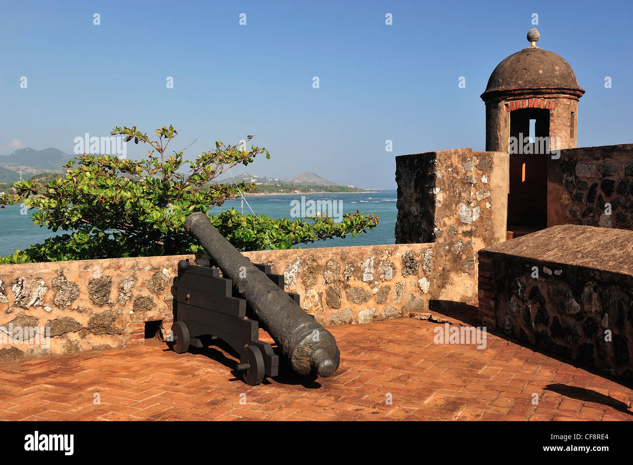 Vieux, Spanish Fort, fort, Museo Fortaleza, Colonial, San Felipel, Puerto Plata, République dominicaine, tour, des Caraïbes, d'armes à feu, canno Banque D'Images