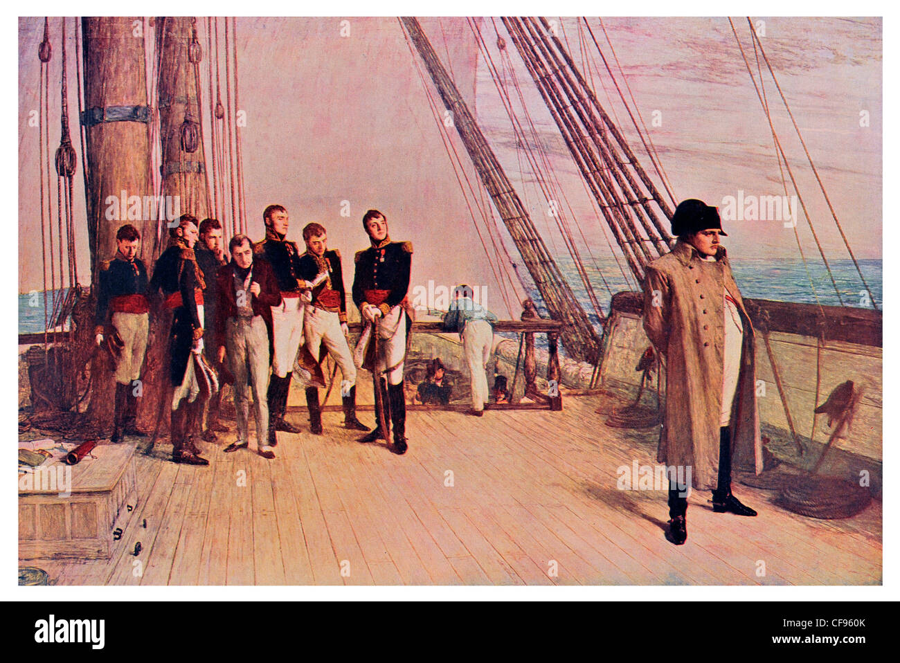 Napoléon à bord du Bellerophon par Sir William Quiller Orchardson navire navire de guerre navale de la marine commandant marin gréement mât Banque D'Images