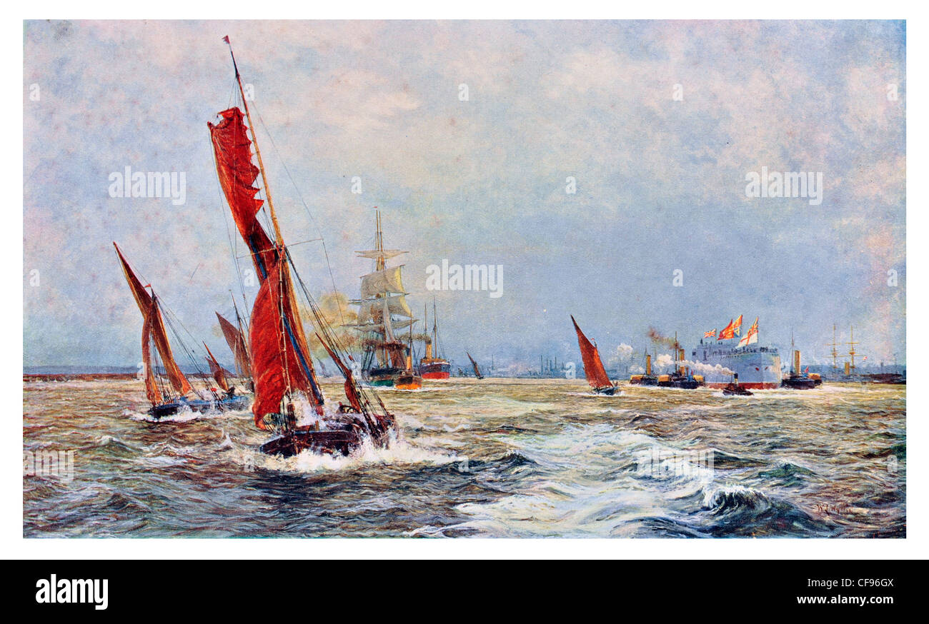 Commerce et Sea Power par William Lionel Wyllie voilier naval maritime battleship voyage chalutier clipper vassal marchand Banque D'Images