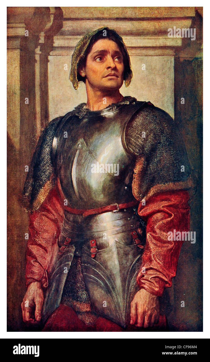 Un Condottiere par Lord Leighton condottiere Condottieri soldat mercenaire italien seigneur de moyen âge médiéval armure capitaine Banque D'Images