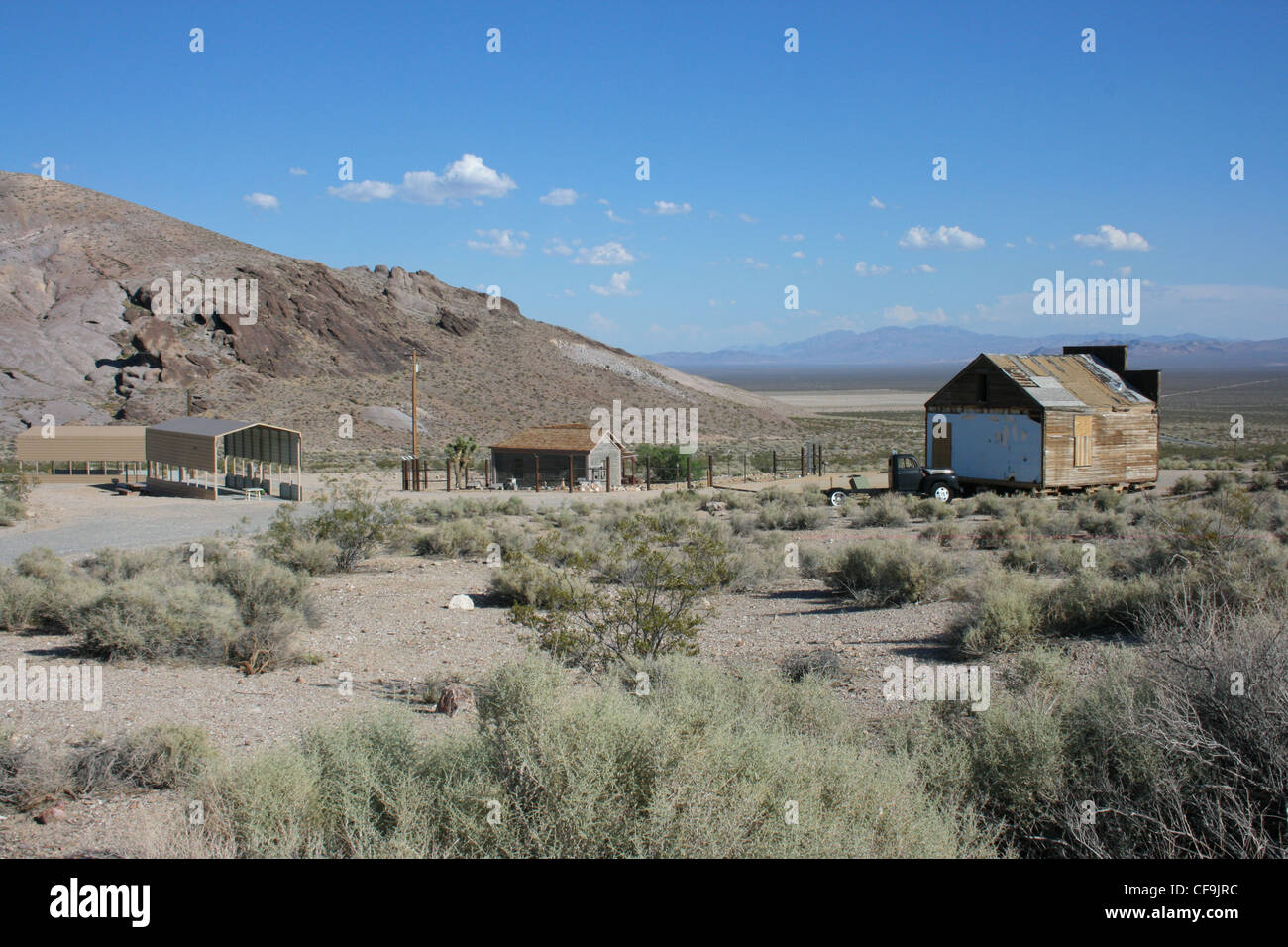 La rhyolite, un village abandonné et Ghost Town, Death Valley, Nevada, USA Banque D'Images
