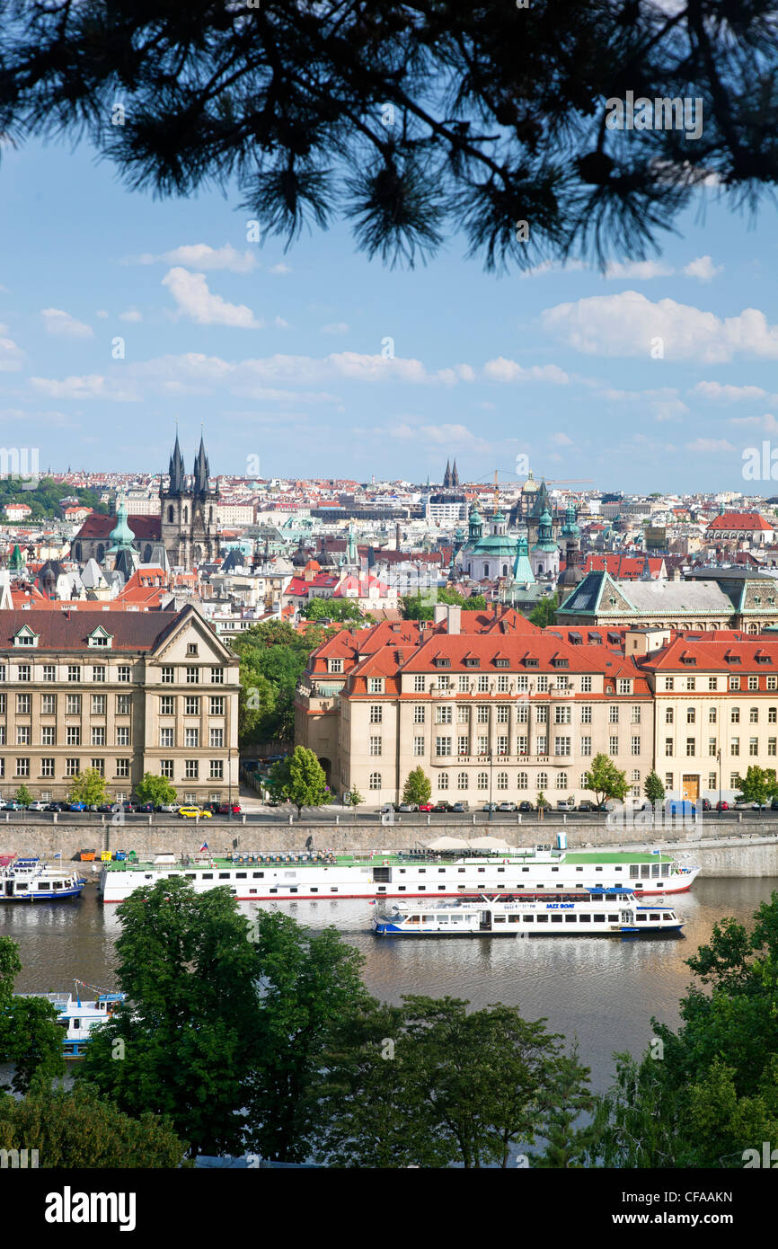 Vltava, Vieille Ville, Prague, Site du patrimoine mondial de l'UNESCO, la République tchèque, l'Europe Banque D'Images