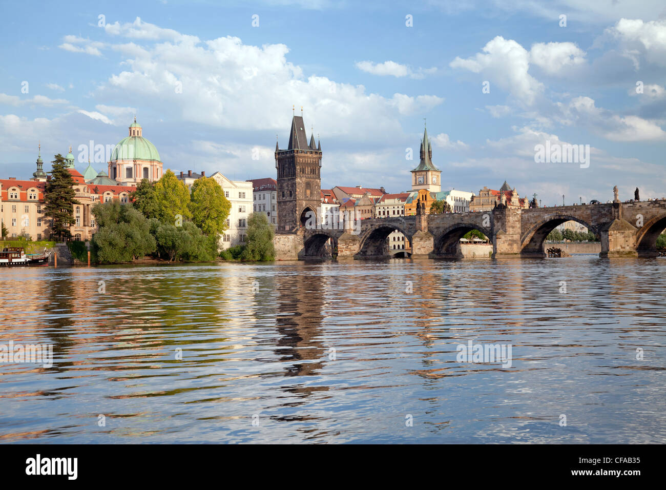 Vue de la rivière Vltava, Prague, République Tchèque Banque D'Images