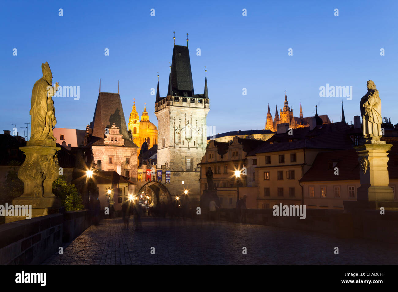 Le Pont Charles, Prague, Site du patrimoine mondial de l'UNESCO, la République tchèque, l'Europe Banque D'Images