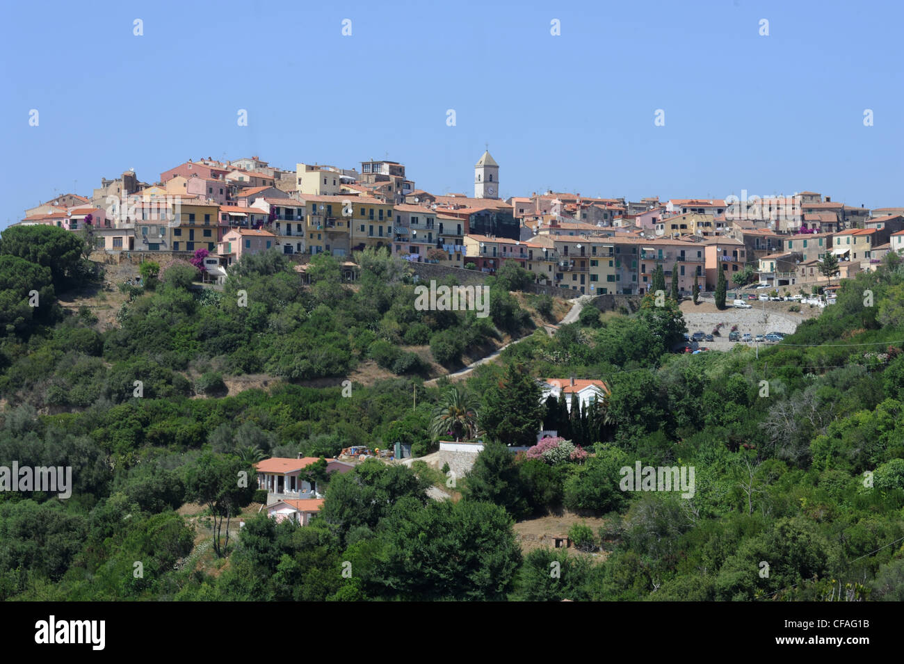 L'Italie, l'île d'Elbe, l'île d'Elbe, Toscane, Capoliveri, village, hill Banque D'Images