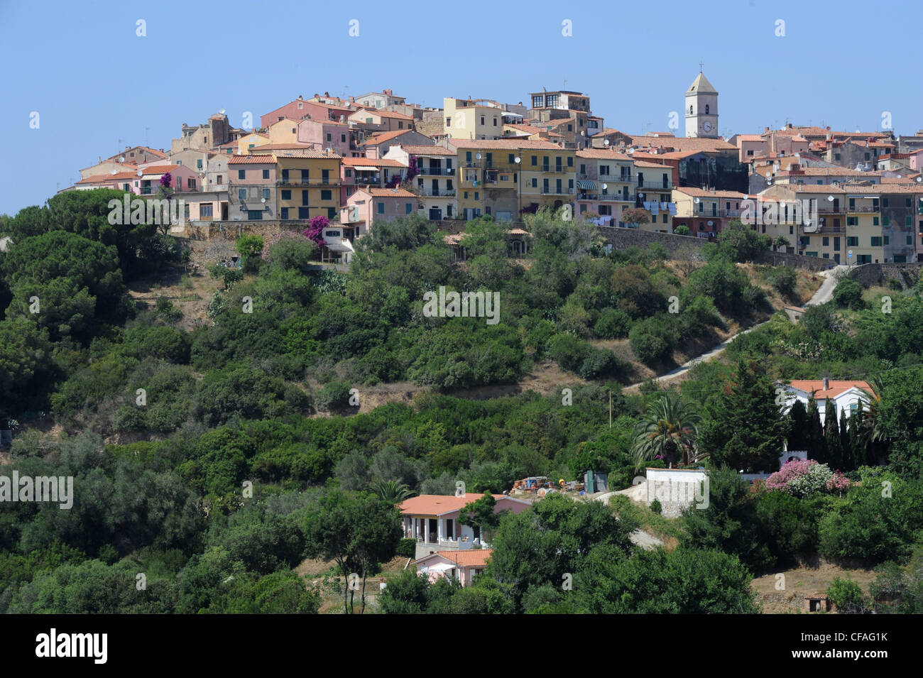 L'Italie, l'île d'Elbe, l'île d'Elbe, Toscane, Capoliveri, village, hill Banque D'Images