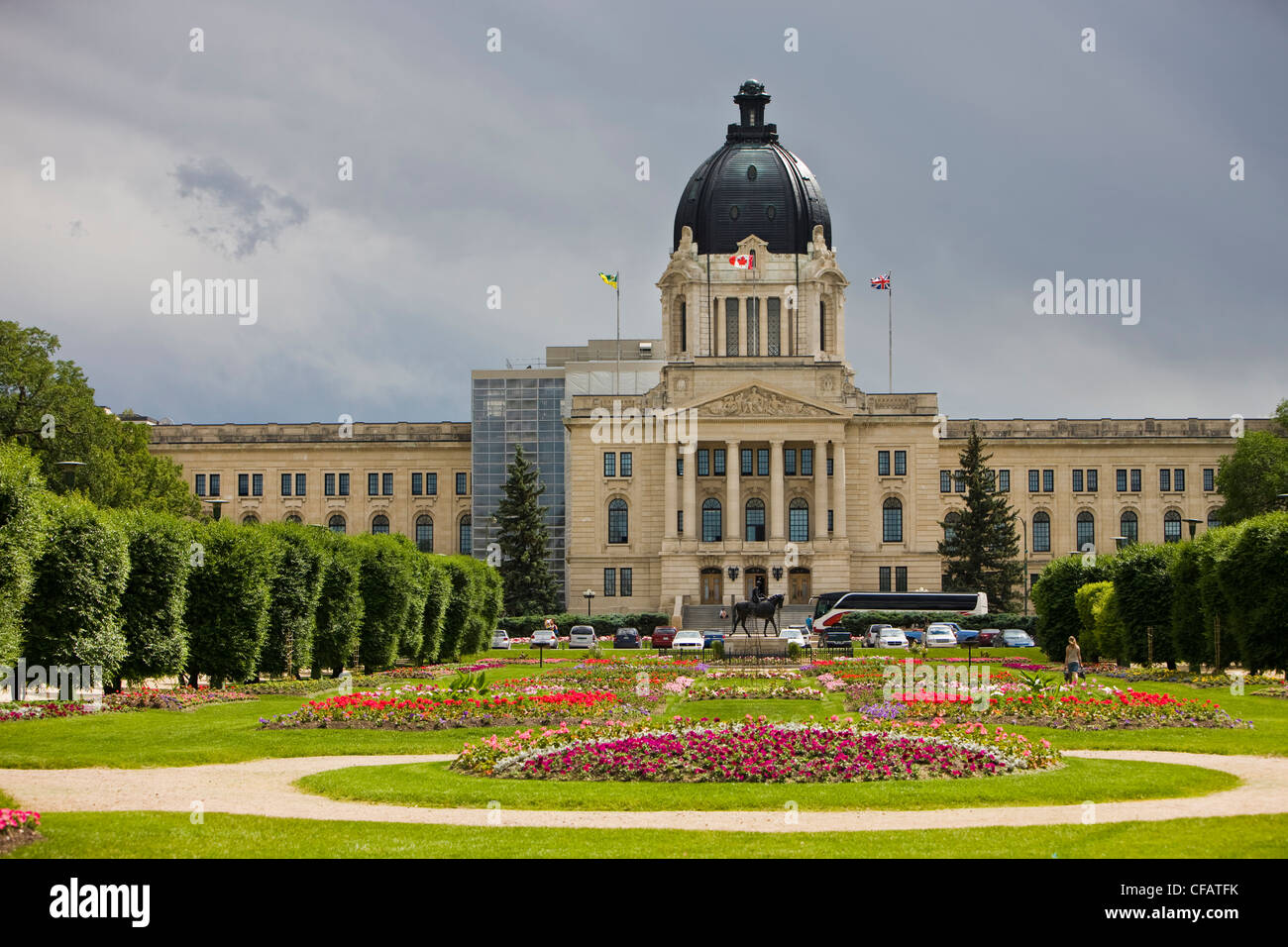 Les Jardins de la reine Elizabeth II et l'Édifice de l'Assemblée législative de Regina, Saskatchewan, Canada Banque D'Images
