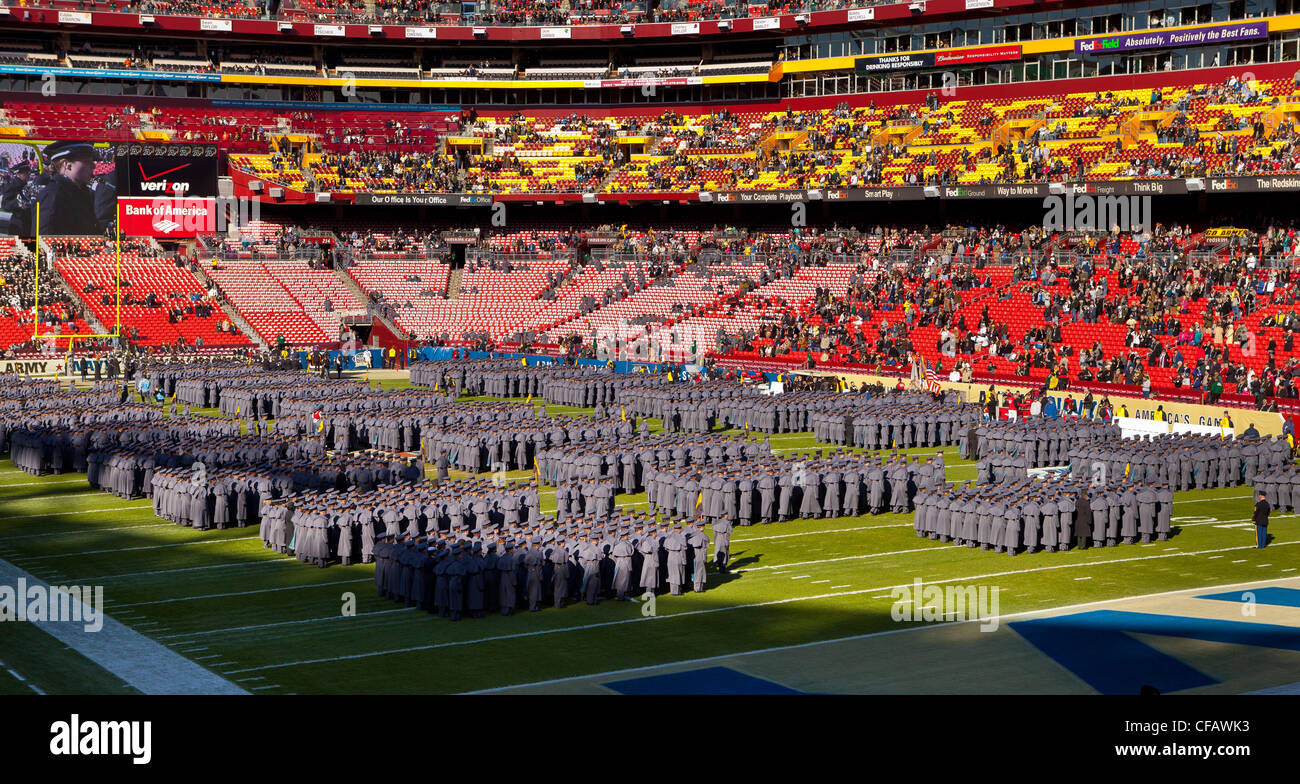 LANDOVER, Maryland, Etats-Unis - les cadets de l'armée américaine de West Point sur mars champ avant de la marine de l'Armée jeu de football à Fedex Field. Banque D'Images