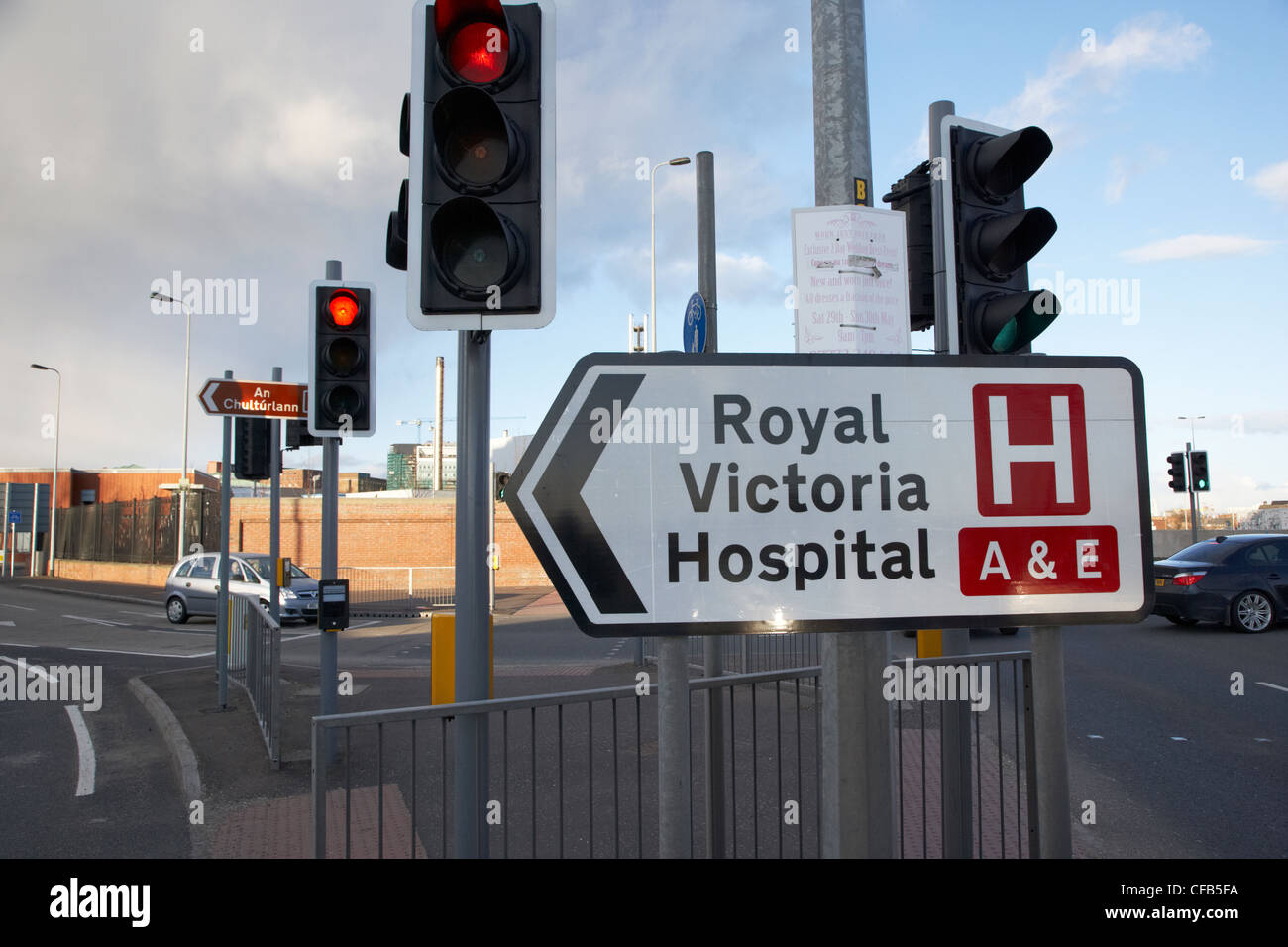 Panneau pour l'hôpital Royal Victoria A&E Belfast Irlande du Nord UK Banque D'Images