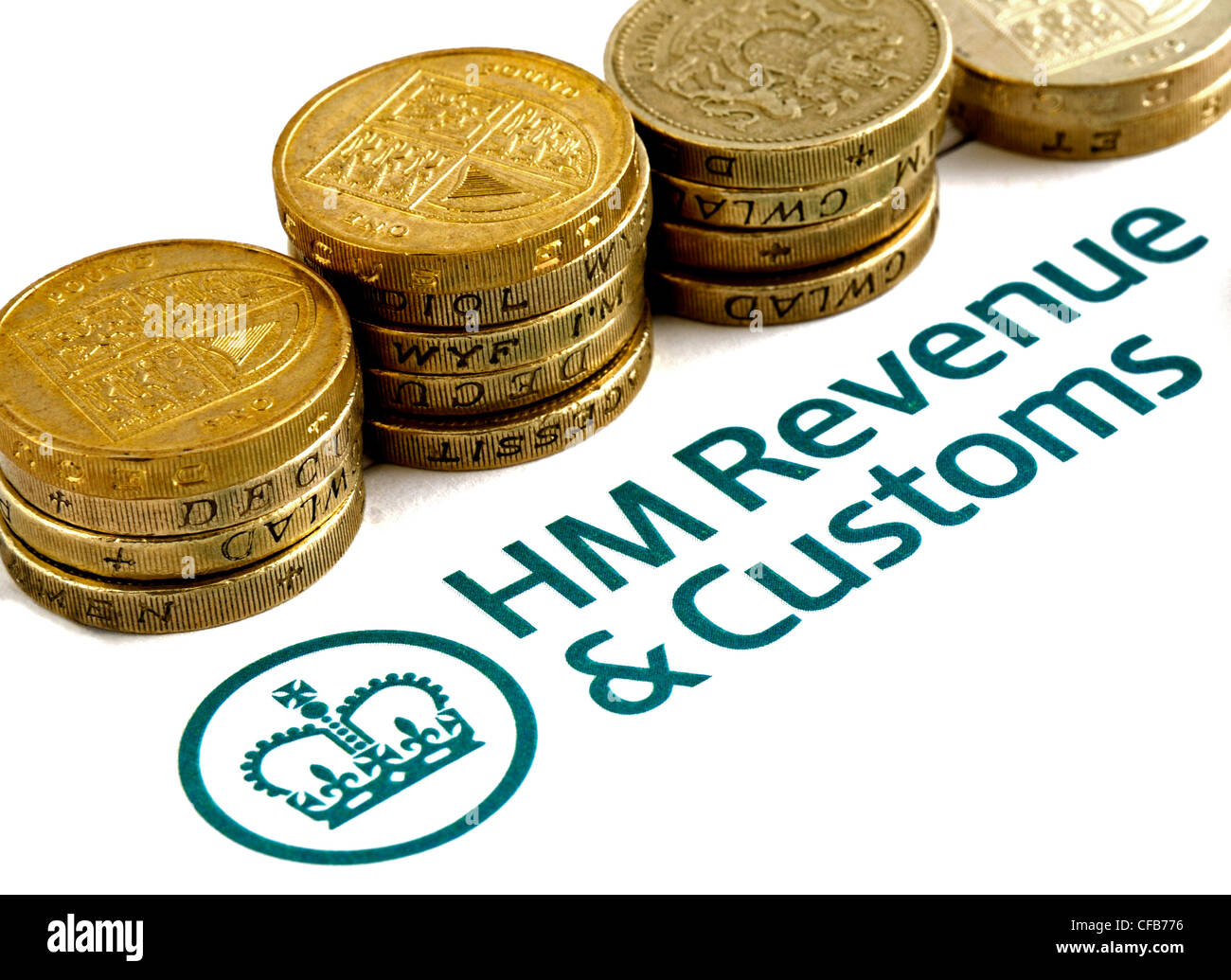 HM Revenue & Customs Déclaration d'impôt et des pièces Banque D'Images