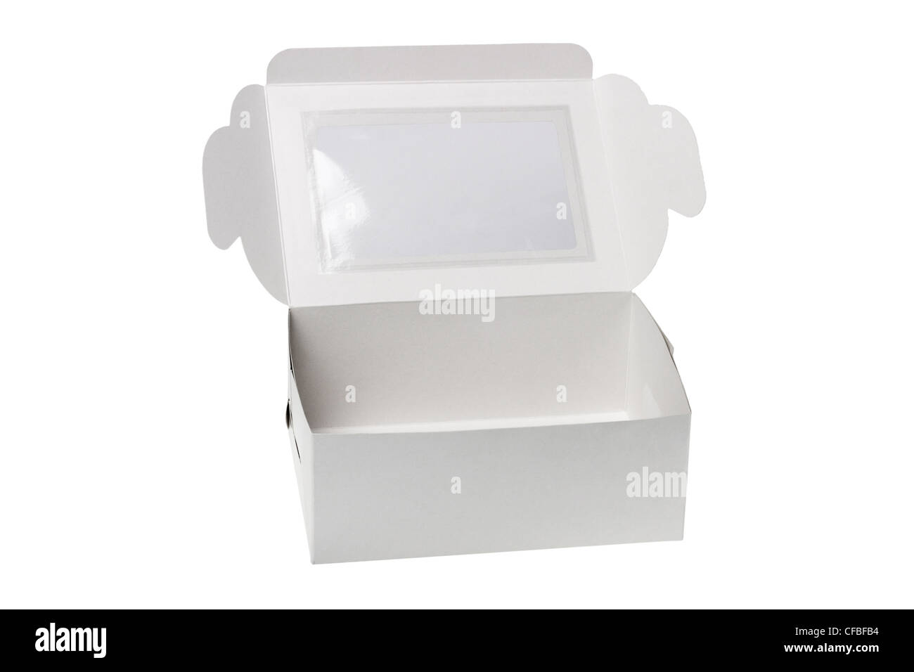 Ouvrir boîte cadeau papier vide avec couvercle transparent sur fond blanc  Photo Stock - Alamy