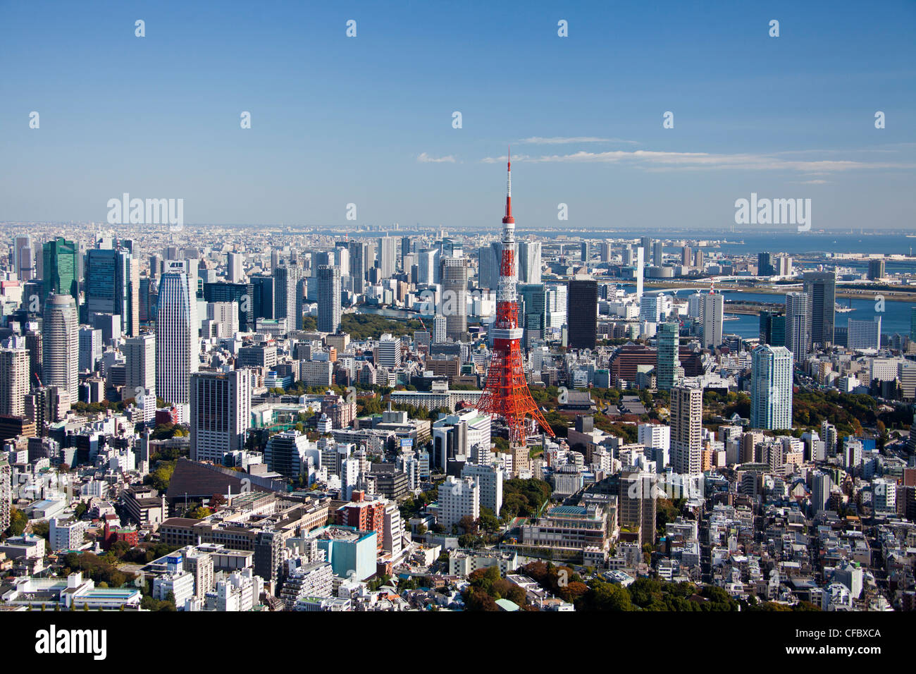 Le Japon, en Asie, Tokyo, ville, toits de Tokyo, Tour de Tokyo, de l'architecture, big, les bâtiments, la ville, l'immense, Metropolis, moderne, neuf, ligne d'horizon Banque D'Images