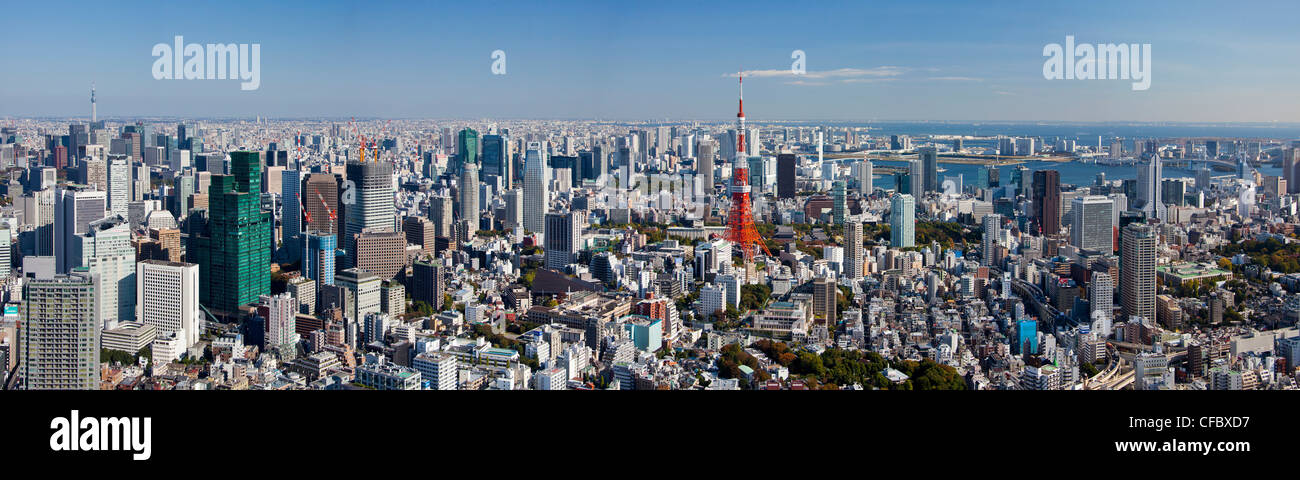 Le Japon, en Asie, Tokyo, ville, toits de Tokyo, de l'architecture, big, bâtiments, occupé, immense, Metropolis, panorama, Skyline, tour, voyage, Banque D'Images