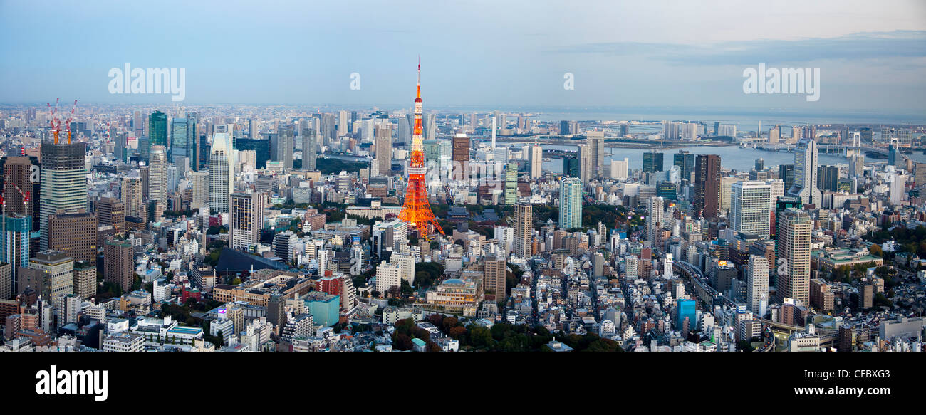 Le Japon, en Asie, Tokyo, ville, Tokyo Panorama, coucher du soleil, l'architecture, big, bâtiments, ville, centre-ville, d'énormes, Metropolis, panorama, rayray714 Banque D'Images