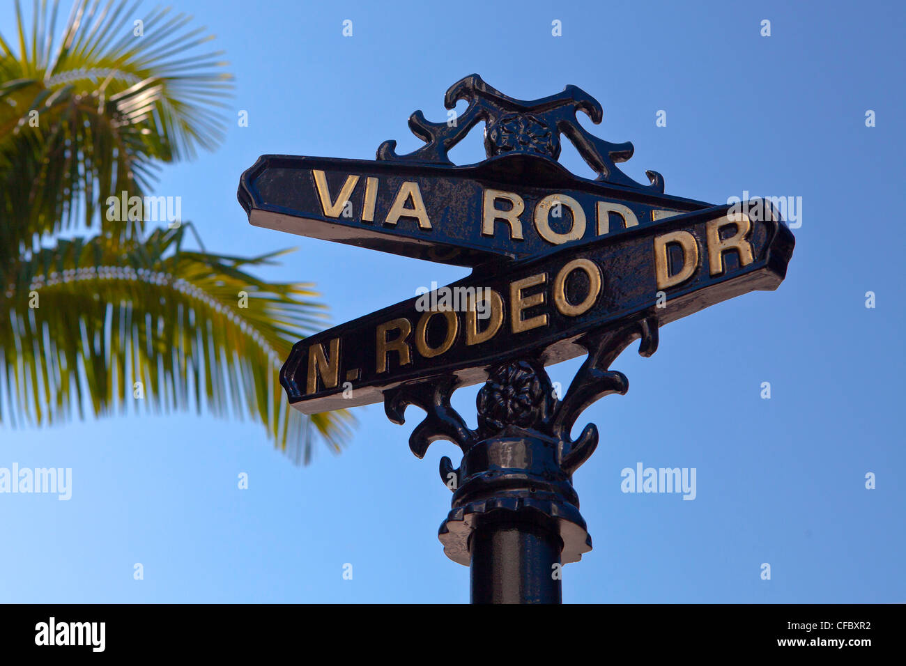 USA, United States, Amérique, Californie, Los Angeles, ville, Beverly Hills, Rodeo Drive, les plaques de rue, boulevard, célèbre, le cinéma, l Banque D'Images