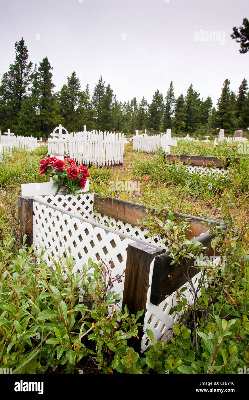 Les pierres tombales ay Mountain Park Cemetery, en Alberta. Banque D'Images