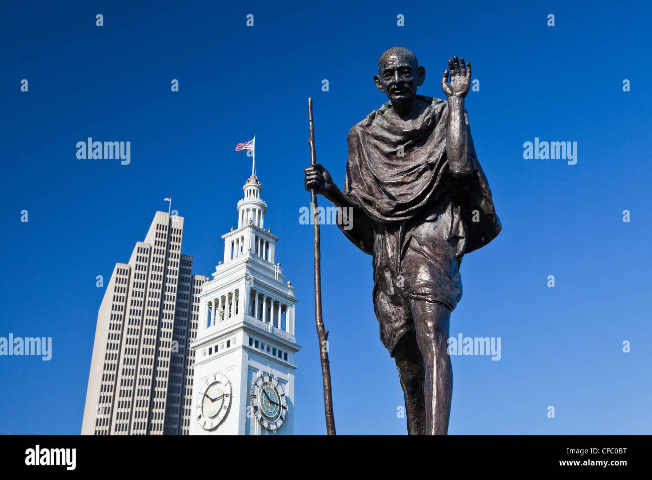 USA, United States, Amérique, Californie, San Francisco, Ville, Gandhi Monument, Port de San Francisco, Gandhi, le centre-ville de, fi Banque D'Images