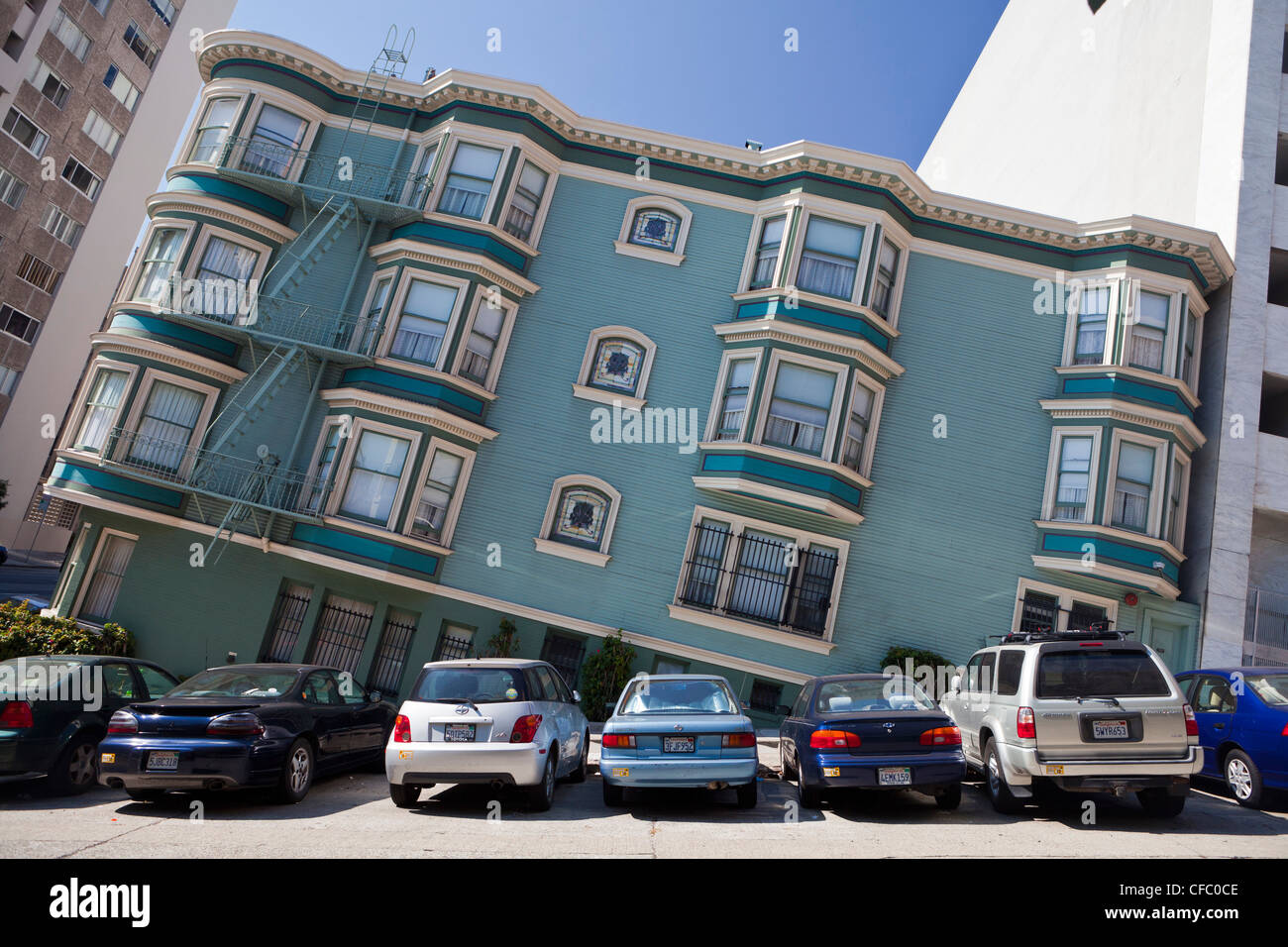 USA, United States, Amérique, Californie, San Francisco, Ville, scène de rue, l'attraction, séisme, incliné, yeux, impossible, Banque D'Images