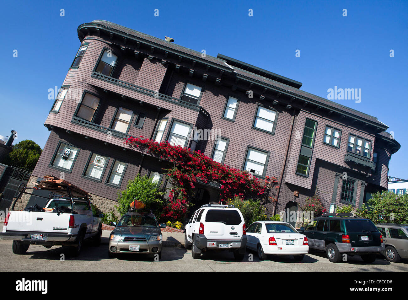 USA, United States, Amérique, Californie, San Francisco, Ville, scène de rue, l'attraction, séisme, incliné, yeux, impossible, Banque D'Images