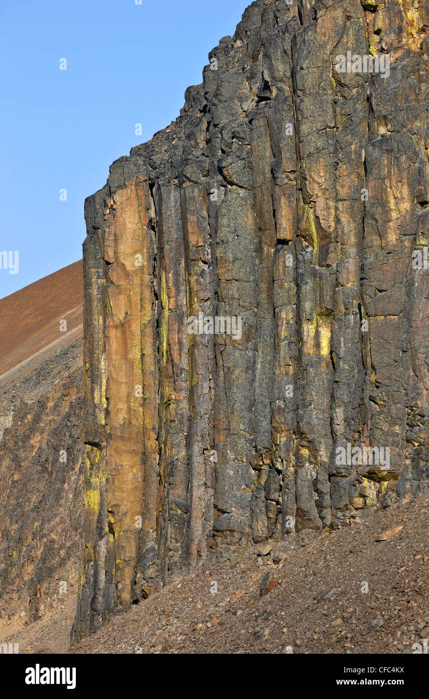 Colonnes de basalte volcanique dans les montagnes d'Itcha British Columbia Canada Banque D'Images