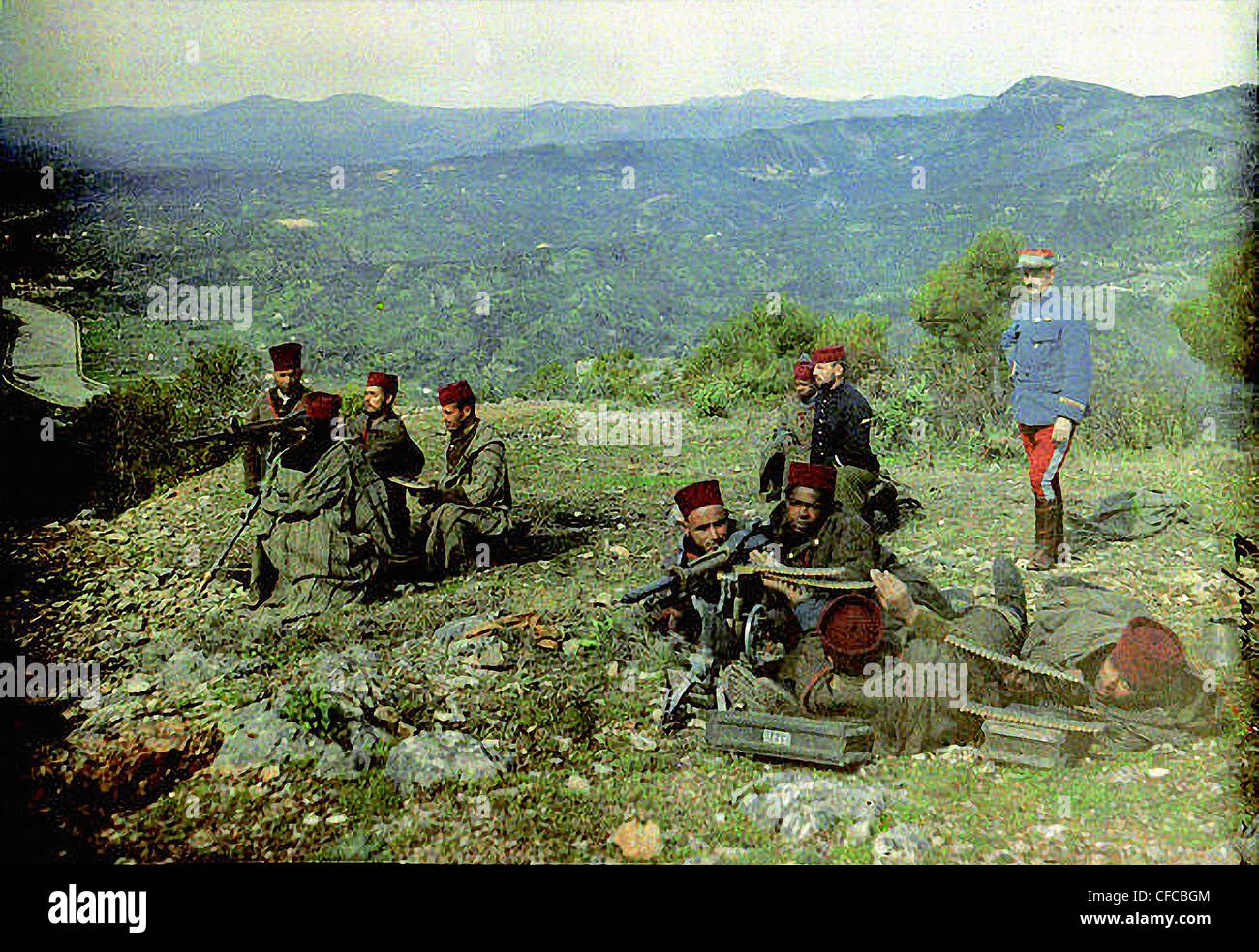La Tunisie, en français, des mitrailleuses, des troupes coloniales, la Première Guerre mondiale, guerre, guerre mondiale, 1914-1918, l'Afrique du Nord, 1916, les soldats Banque D'Images