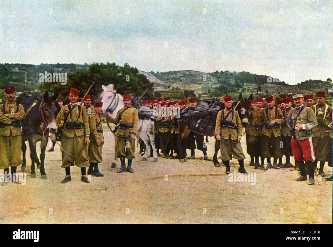 Riflemen, marocain, français, dirigeant, bataille, Marne, Front de l'Ouest, la Première Guerre mondiale, guerre, guerre mondiale, l'Europe, 1914-1918, France, 1914, Banque D'Images