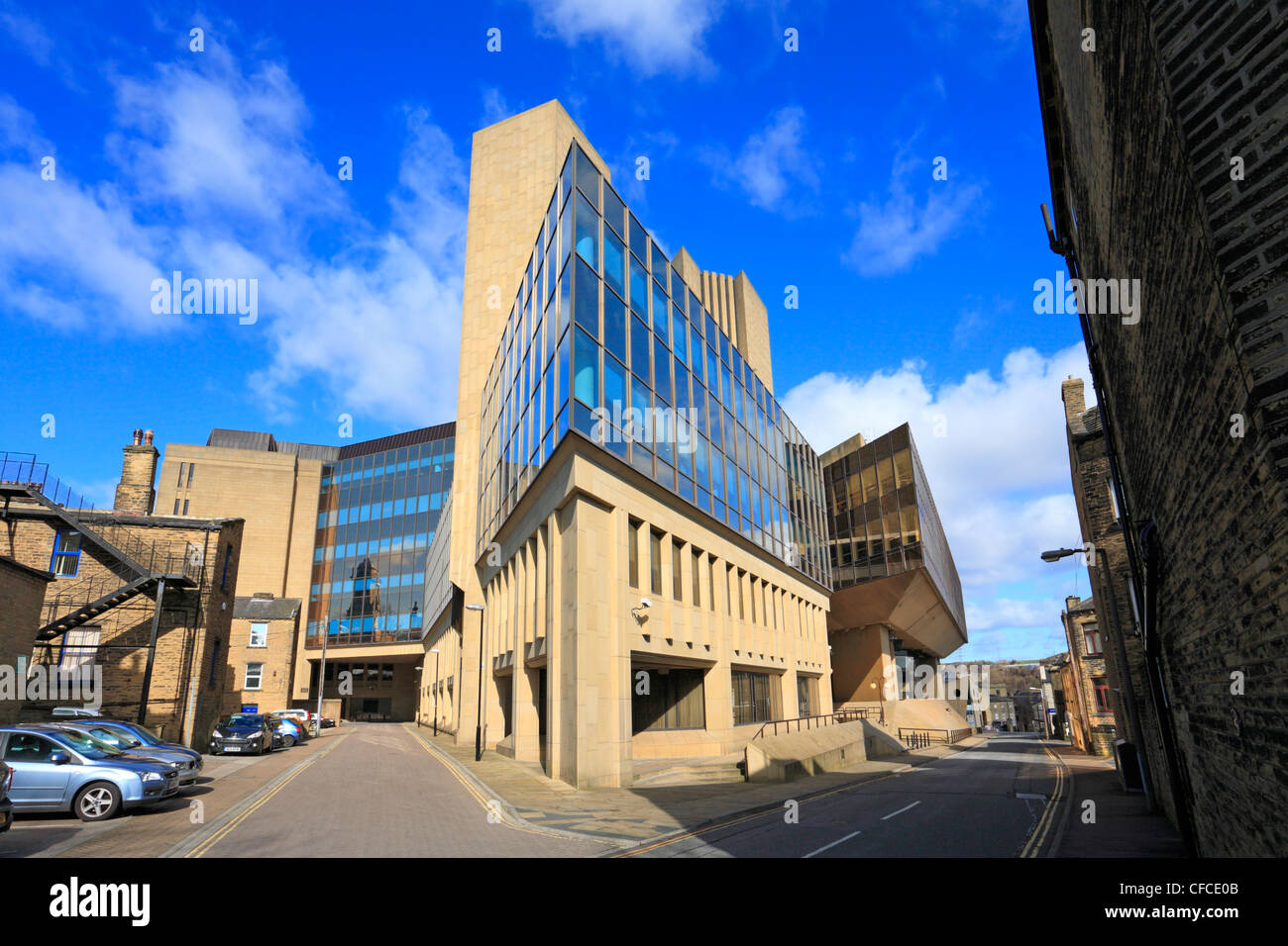 Arrière de la Lloyds Banking Group, siège de HBOS Halifax, West Yorkshire, Angleterre, Royaume-Uni. Banque D'Images