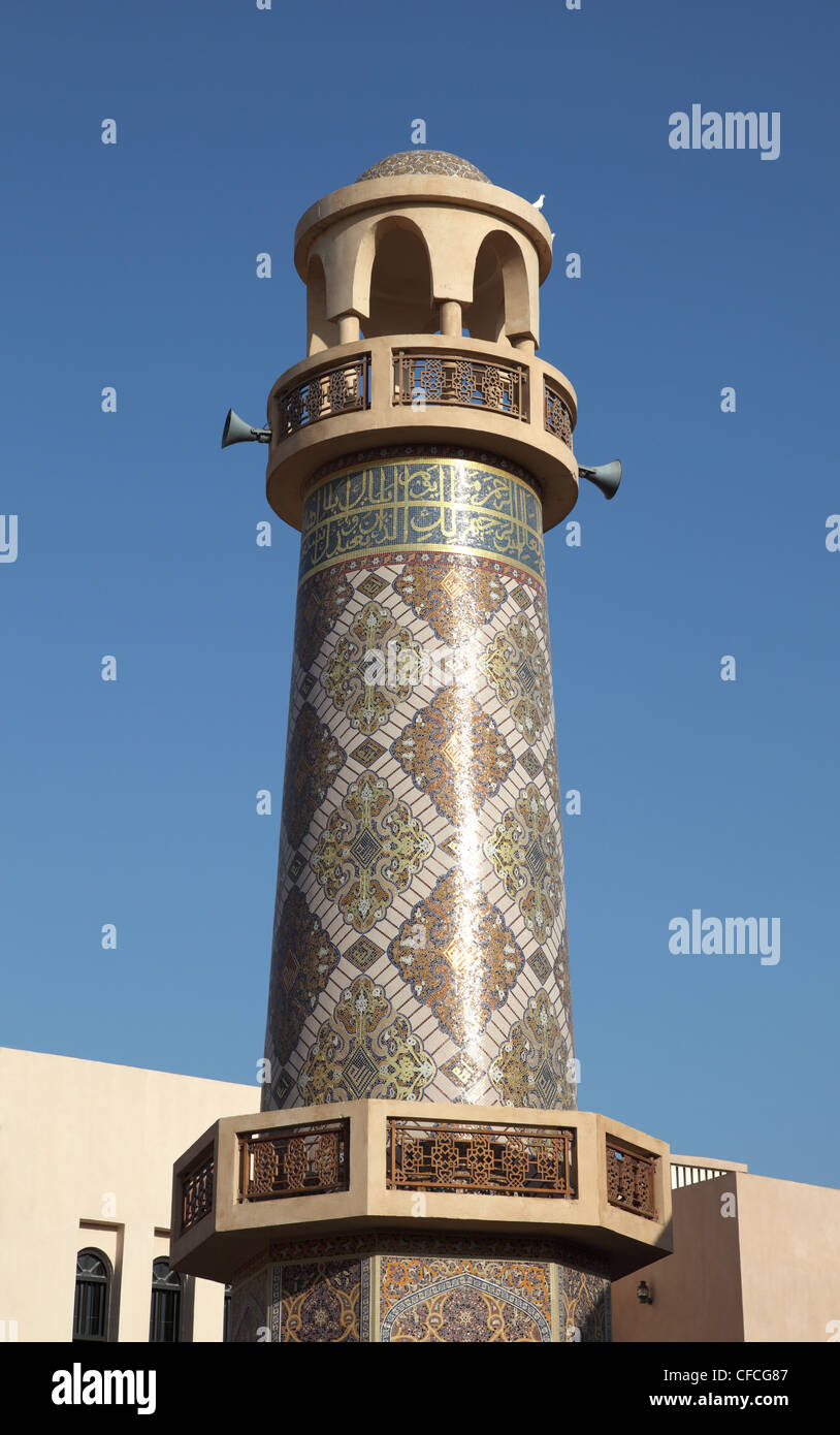 Minaret de la mosquée à Doha, Qatar Banque D'Images