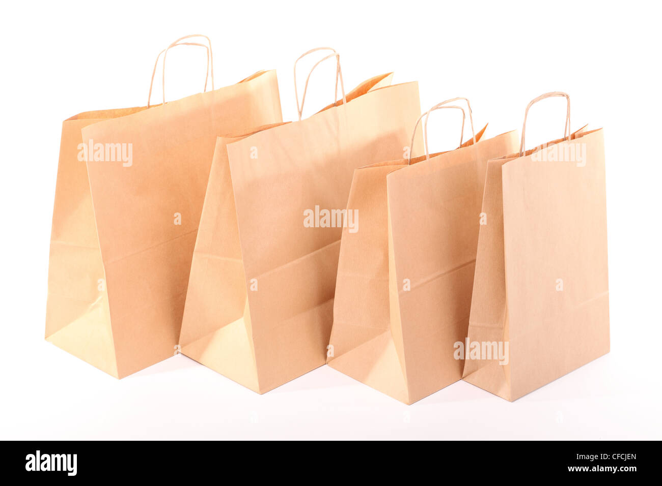 Shopping brown recycler sacs cadeaux isolé sur fond blanc Banque D'Images