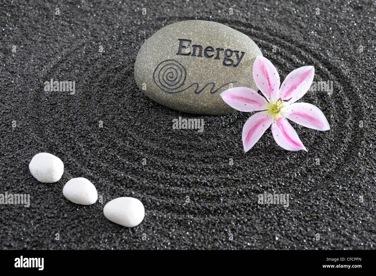 Jardin zen avec de la pierre de l'énergie Banque D'Images