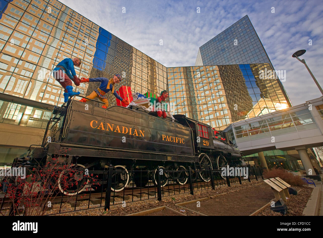 Affichage de Noël CP locomotive vapeur 29 afficher Banque D'Images
