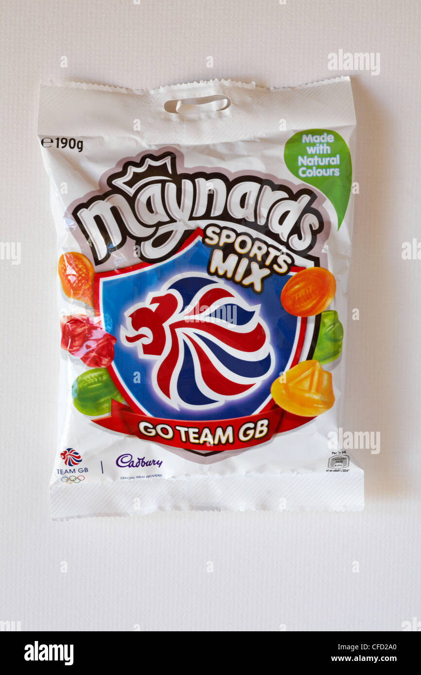 Sachet de Maynards sports mix équipe Go Go isolé sur fond blanc Banque D'Images