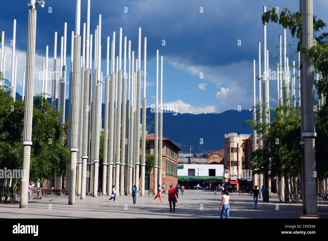 Installation d'art moderne en centre-ville, Medellin, Colombie, Amérique du Sud Banque D'Images