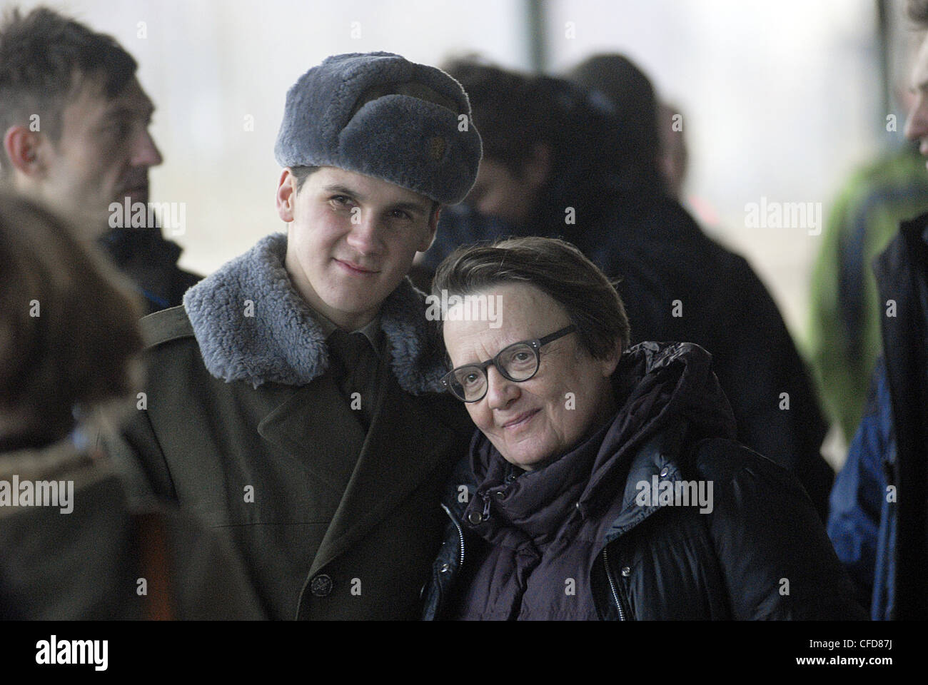 Agnieszka Holland par tournage du film tchèque Horici ker (Burning Bush) qui aura trois partie téléfilm pour HBO la manipulation Banque D'Images