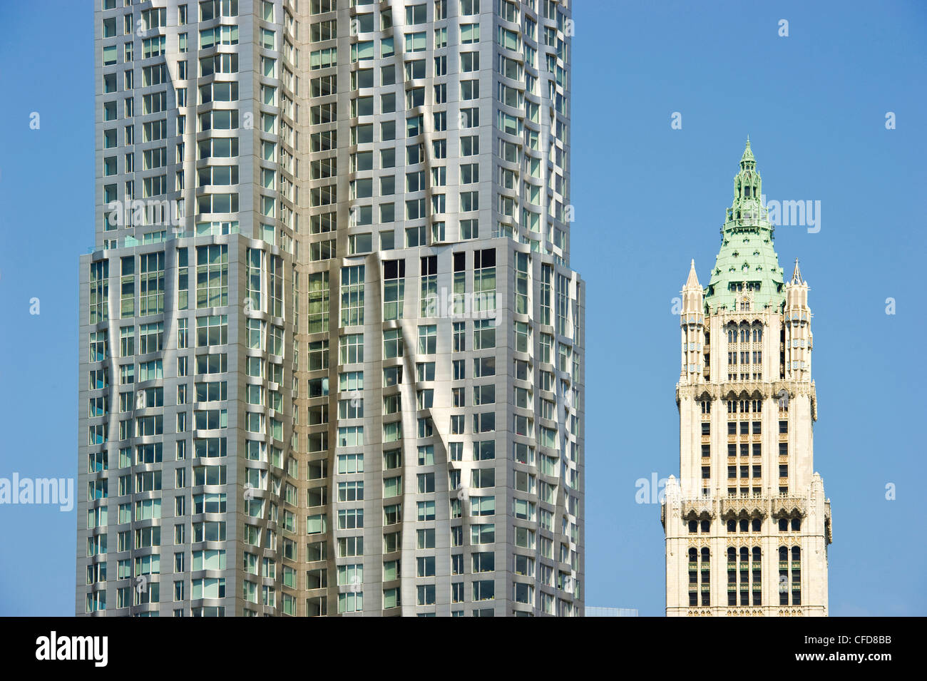 Beekman Tower et Woolworth Building, Manhattan, New York, USA Banque D'Images