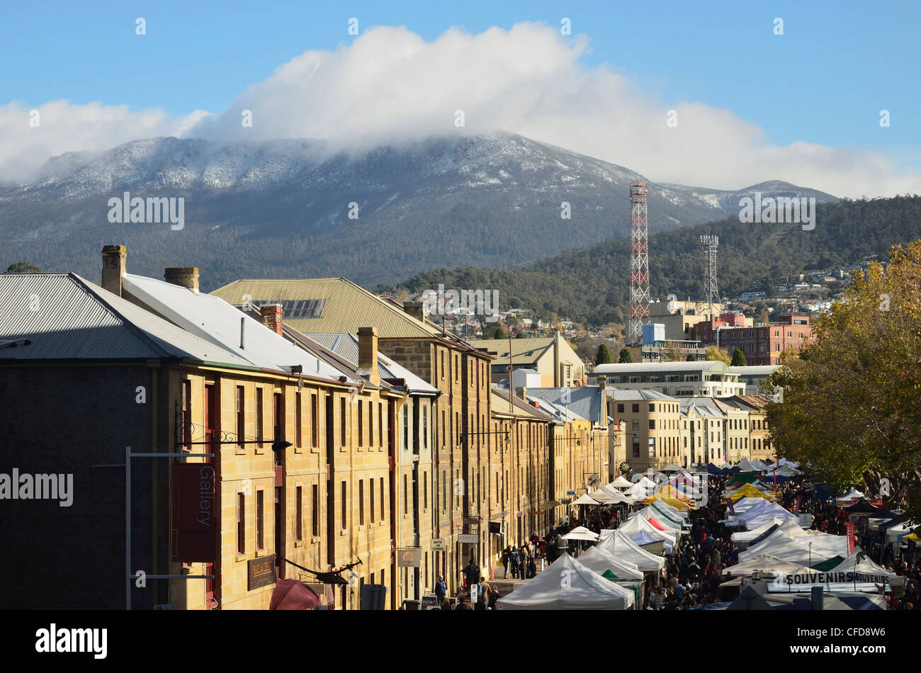 Le marché Salamanca, Hobart, Tasmanie, Australie, Pacifique Banque D'Images