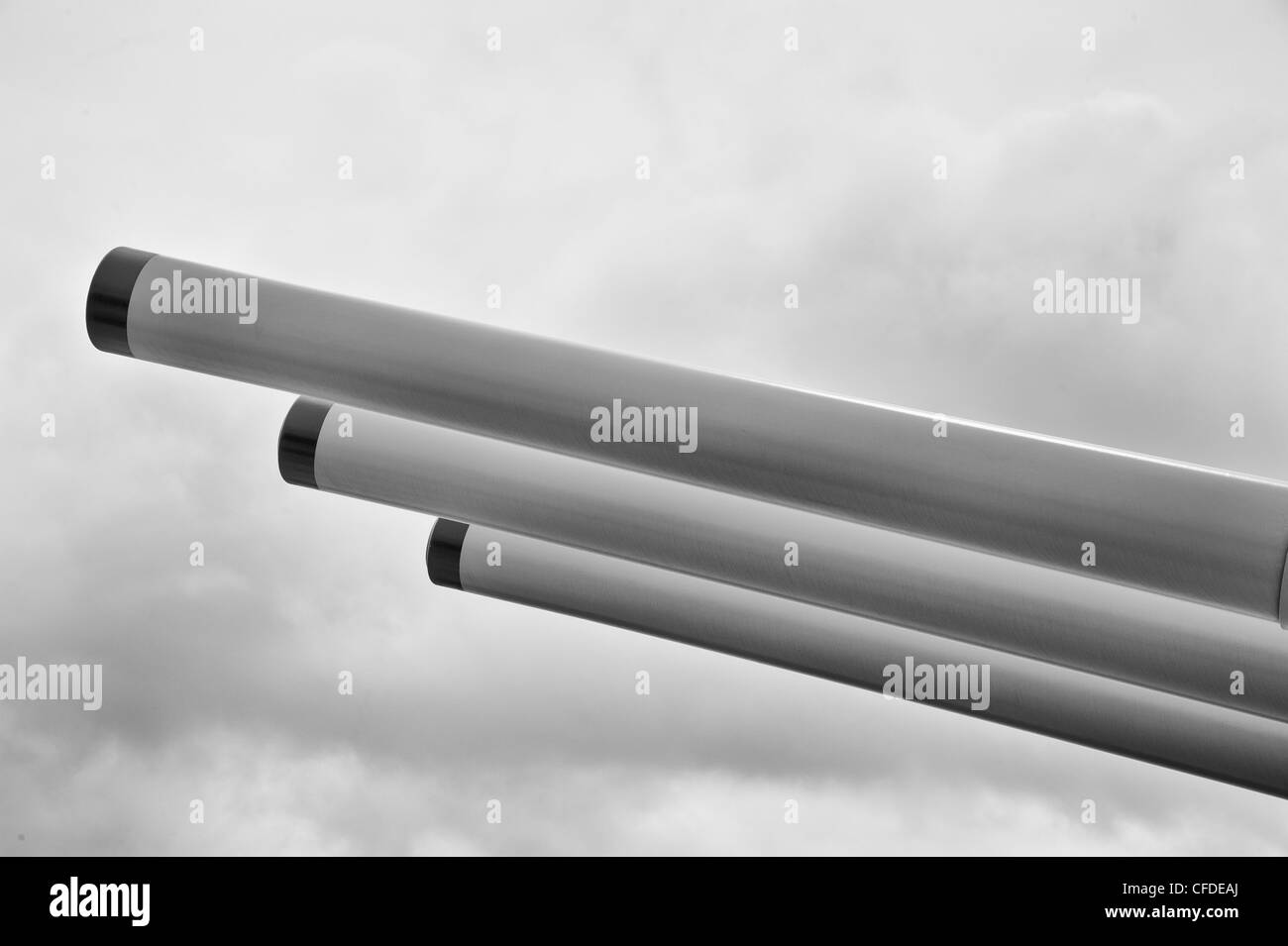 Armes à feu du cuirassé USS Missouri, Pearl Harbor, Hawaii. Le navire a été le site de la reddition du Japon de la Seconde Guerre mondiale. Banque D'Images