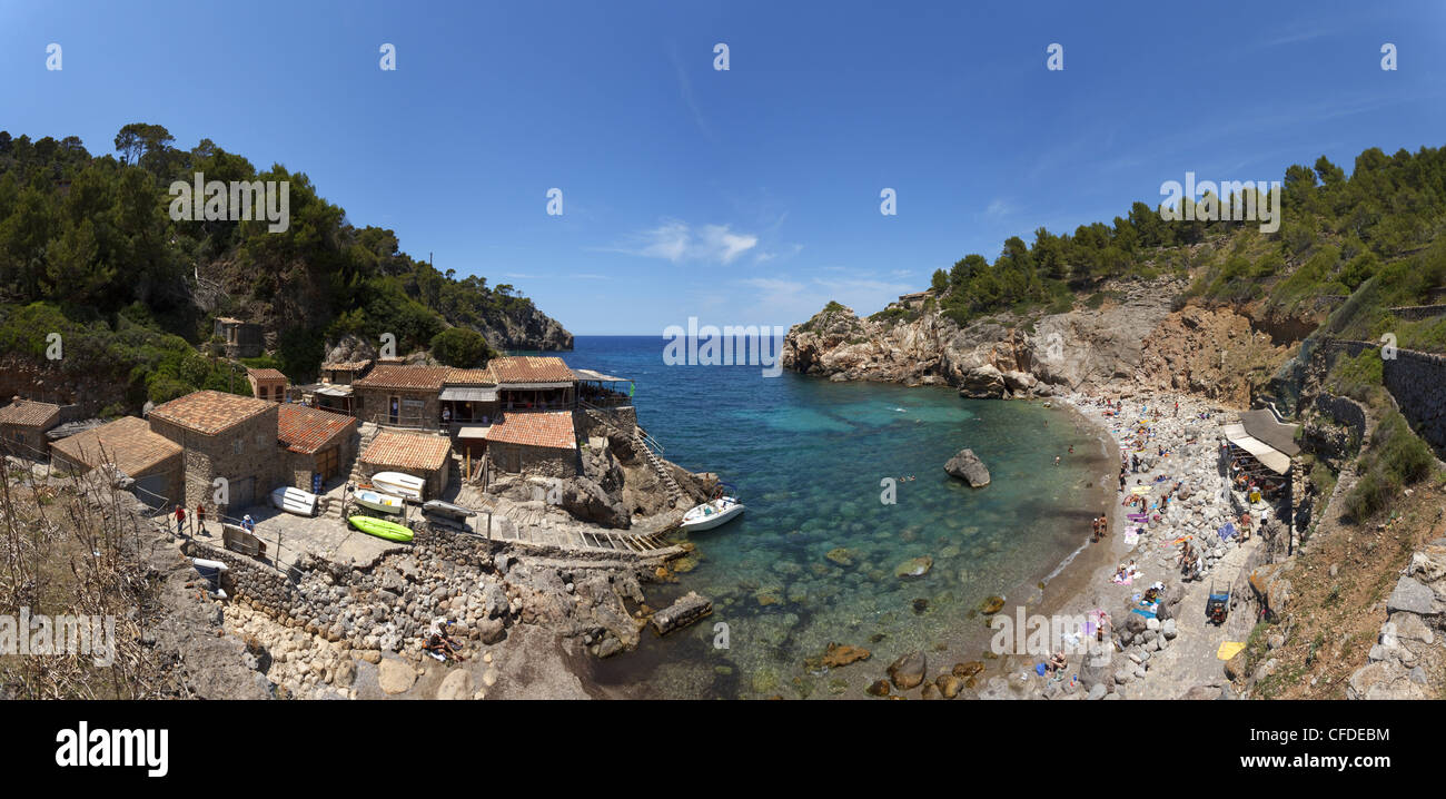 Cala Deià, Cove, plage, près de Deià, Serra de Tramuntana, montagnes de Tramuntana, à Majorque, Îles Baléares, Espagne, Europe Banque D'Images