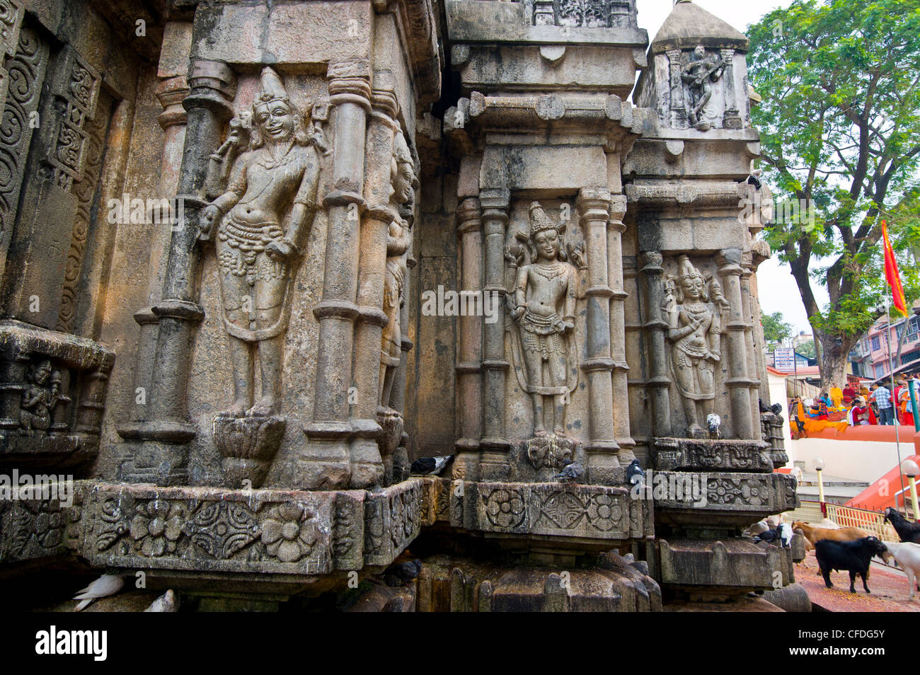 Statues de pierre dans le temple hindou Kamakhya, Guwahati, Assam, Inde, Asie Banque D'Images