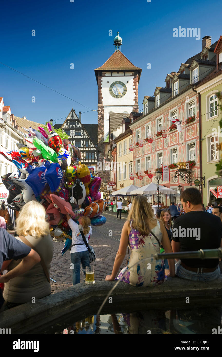 Schwabentor, vieille ville de Freiburg im Breisgau, Baden-Wurttemberg, Allemagne Banque D'Images