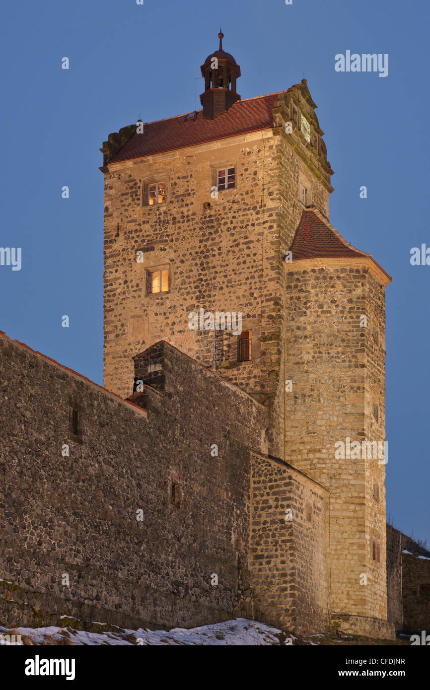 Seigerturm-Tower du Château Stolpen près de Dresde, Saxe-Switzerland-East Montagnes Erz, Saxe, Allemagne, Europe Banque D'Images