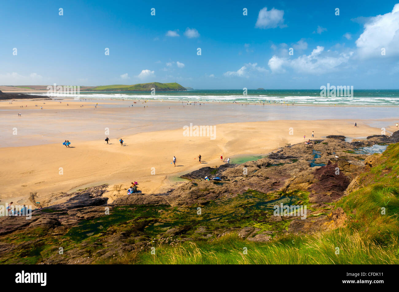 Plage de Polzeath, Cornwall, Angleterre, Royaume-Uni, Europe Banque D'Images Plage de Polzeath, Cornwall, Angleterre, Royaume-Uni, Europe Banque D'Images