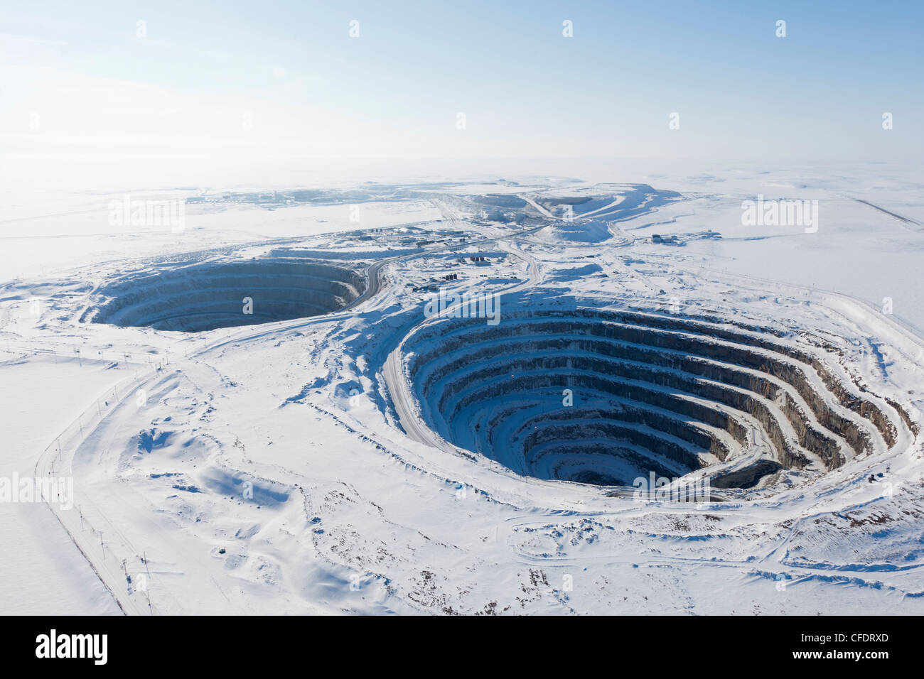 Rio Tinto Diavik Diamond Mine carrières, champ de kimberlites du Lac de Gras, Territoires du Nord-Ouest, Canada Banque D'Images